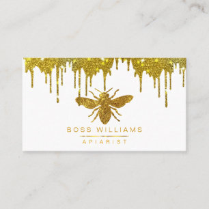 Carte De Visite Miel Bee Gold Parties scintillant Faux Apiarist Fa