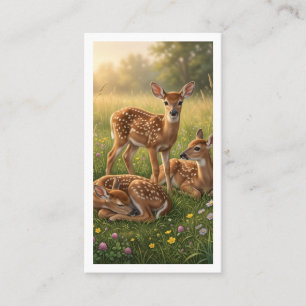 Carte De Visite Mignon Cerf Sauvage Se Reposant Dans La Prairie Co