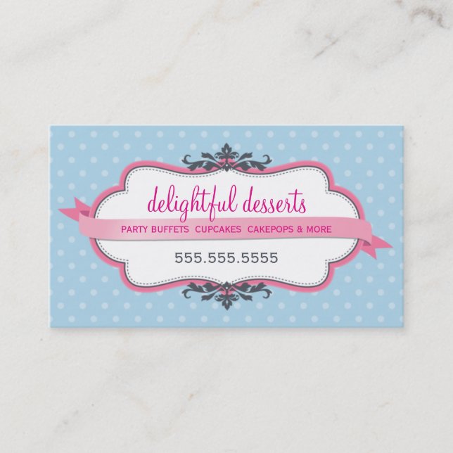CARTE DE VISITE mignon élégant rose pastel bleu pâ (Devant)