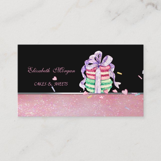 Carte De Visite Mignonne Adorable Élégant Macarons, Boulangerie (Devant)