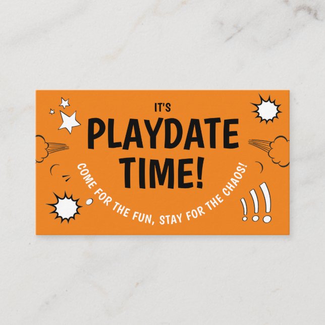 Carte De Visite Mignonne Amuse Orange Playdate Maman Amis Appeler (Devant)