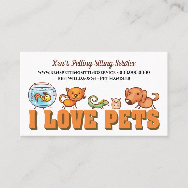 Carte De Visite Mignonne Animal Sitting Animal Care Chien Marcher (Devant)