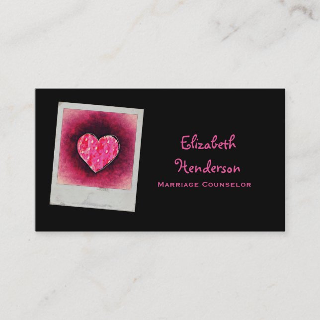 Carte De Visite Mignonne main tiré Coeur rose (Devant)