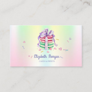 Carte De Visite Mignons Macarons Élégants, Sucreries, Holographiqu