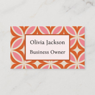 Carte De Visite Milieu de siècle moderne géométrique rose orange