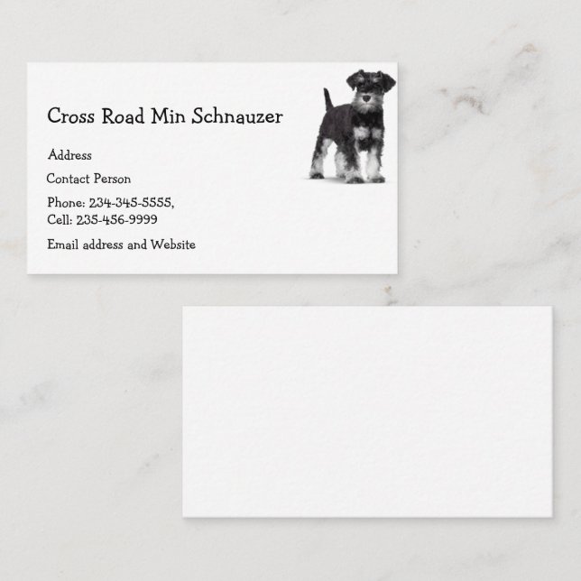 Carte De Visite Min Schnauzer Chien animal animal animal animal an (Devant / Derrière)