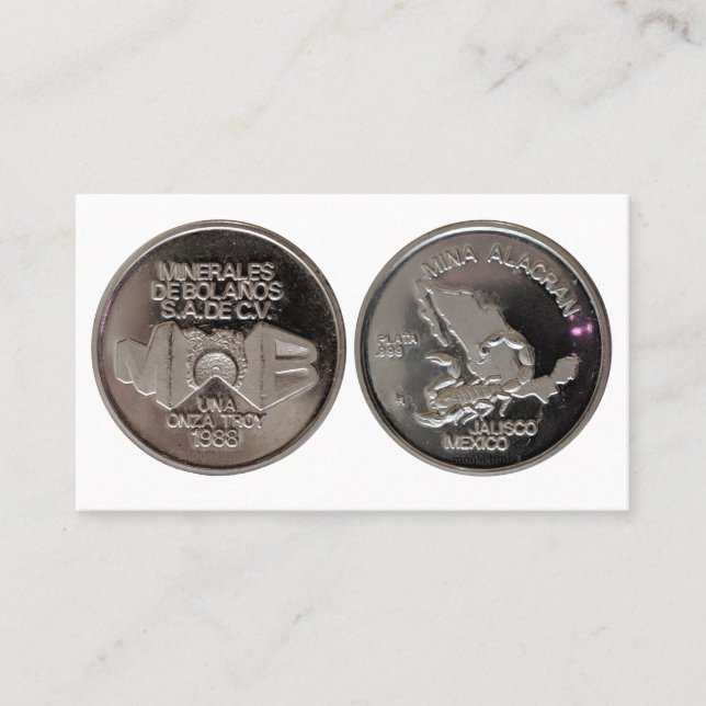 Carte De Visite Mina Alacran Jalisco Mexique Pièce d'argent (Devant)