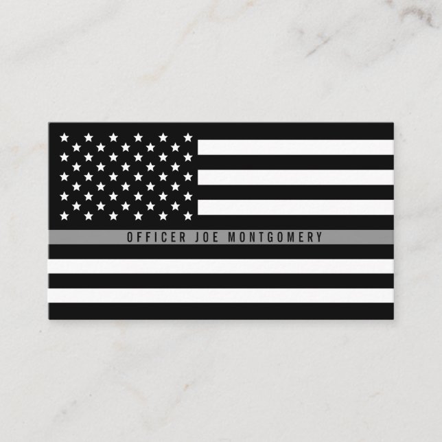Carte De Visite Mince Gris Line American Flag Professional (Devant)