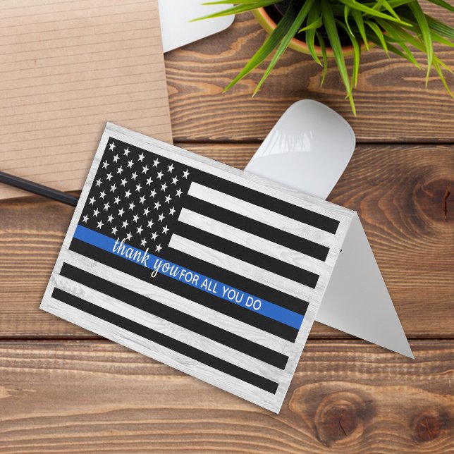 Carte De Visite Mince Ligne Bleue Officier de Police en Gros Merci (Créateur téléchargé)