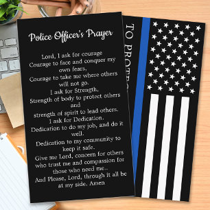 Carte De Visite Mince Ligne Bleue Officier de police Prière en vra