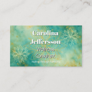 Carte De Visite Mindfulness Wellness Consultant Zen Lotus Turquois