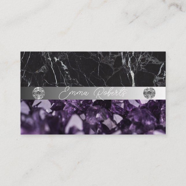 Carte De Visite Minéral Purple Améthyste Crystal Quartz Texture Bu (Devant)