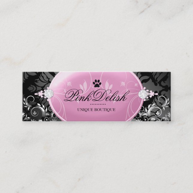 Carte De Visite Mini 311 Delish rose avec le monogramme 3,5 x 2,5 Noir (Devant)