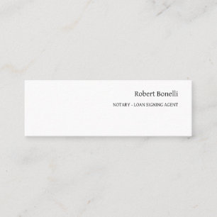 Carte De Visite Mini Agent de prêt notaire moderne minimaliste blanc cl
