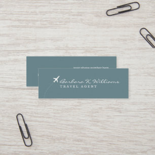 Carte De Visite Mini Agent de voyage bleu élegant minimal