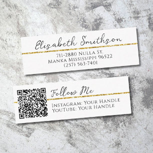 Carte De Visite Mini Ajouter QR Code & Social Media Gold Parties scinti