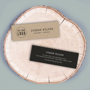 Carte De Visite Mini Ajouter Votre Logo Rustique Kraft Typewriter Dark 