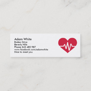 Carte De Visite Mini Amour rouge de fréquence cardiaque