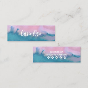 Carte De Visite Mini Aquarelle Abstraite Couleur rose Bleu Personnalisé