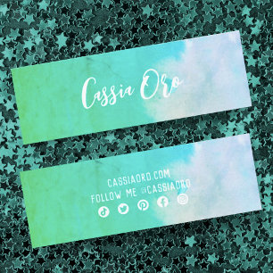 Carte De Visite Mini Aquarelle Abstraite Vert Custom Social Media Icône