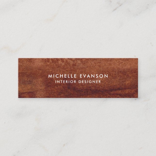 Carte De Visite Mini Aquarelle Brown cool bois look professionnel (Devant)