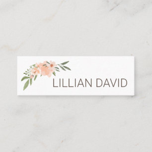 Carte De Visite Mini Aquarelle de Pêche Flore Rose & Sage Vert