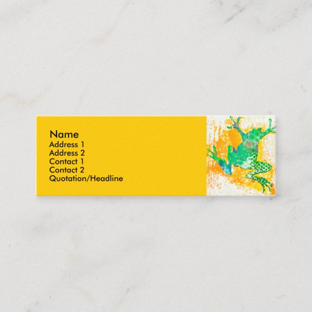 Carte De Visite Mini Aquarelle fraîche d'animal de grenouille verte (Devant)