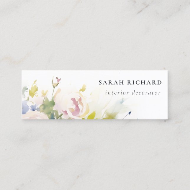 Carte De Visite Mini Aquarelle moderne Blush Lilac Rose Floral Bund (Devant)