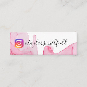 Carte De Visite Mini Aquarelle rose or Médias sociaux Instagram Mini B
