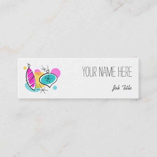 Carte De Visite Mini Arbre rétro Baubles Groupes texte côté maigre (Devant)