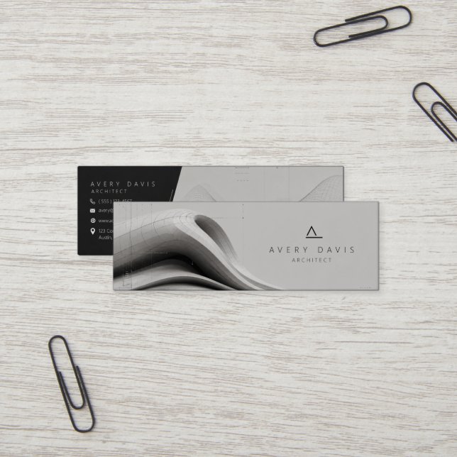 Carte De Visite Mini Architecte Futuriste Paramétrique Moderne (Devant/Arrière en situation)