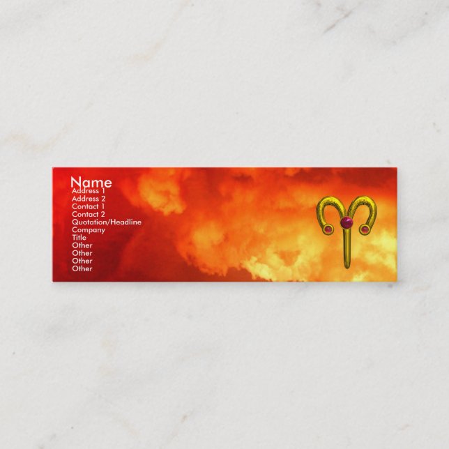 Carte De Visite Mini ARILD ZODIAC SIGNE JEWEL, Flammes rouges jaunes (Devant)
