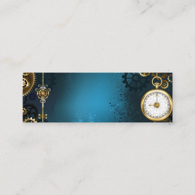 Carte De Visite Mini Arrière - plan turquoise à vapeur avec engrenages (Devant)