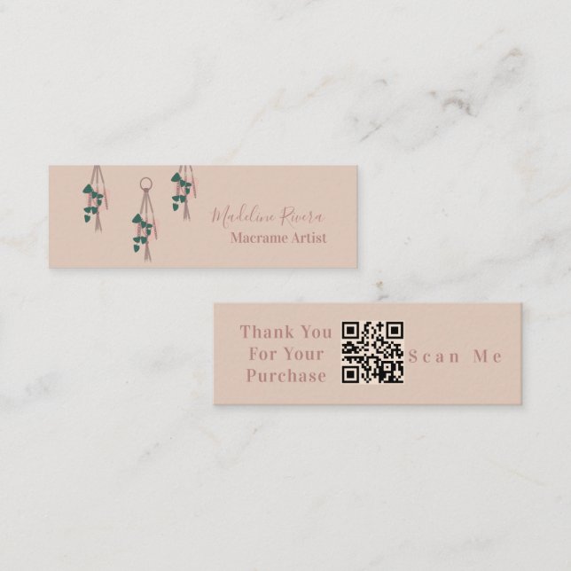 Carte De Visite Mini Artiste de Macrame fait main accrochage Plante Ter (Devant / Derrière)
