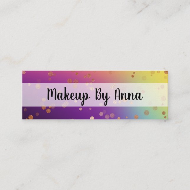 Carte De Visite Mini Artiste de maquillage de confettis d'or rose (Devant)