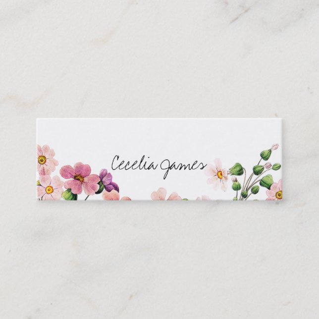 Carte De Visite Mini artiste maquillage moderne chic aquarelle rose flo (Devant)
