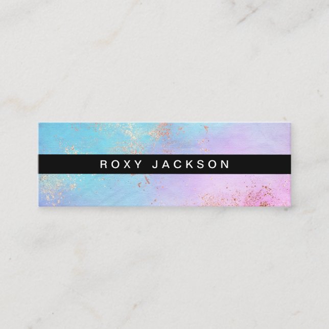 Carte De Visite Mini Artiste rose moderne de maquillage d'aquarelle en  (Devant)