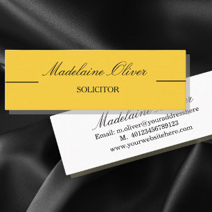Carte De Visite Mini Avocat moderne élégant professionnel Jaune