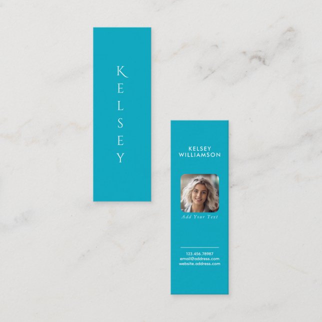 Carte De Visite Mini Azure Customizable Photo Mini Business Card (Devant / Derrière)