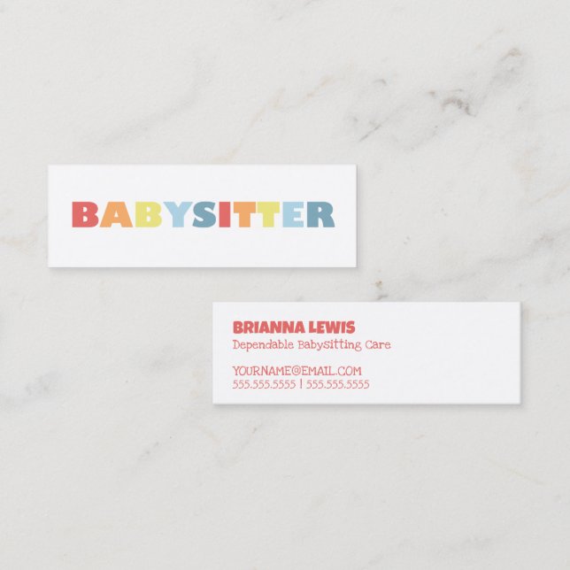Carte De Visite Mini Baby-sitting (Devant / Derrière)