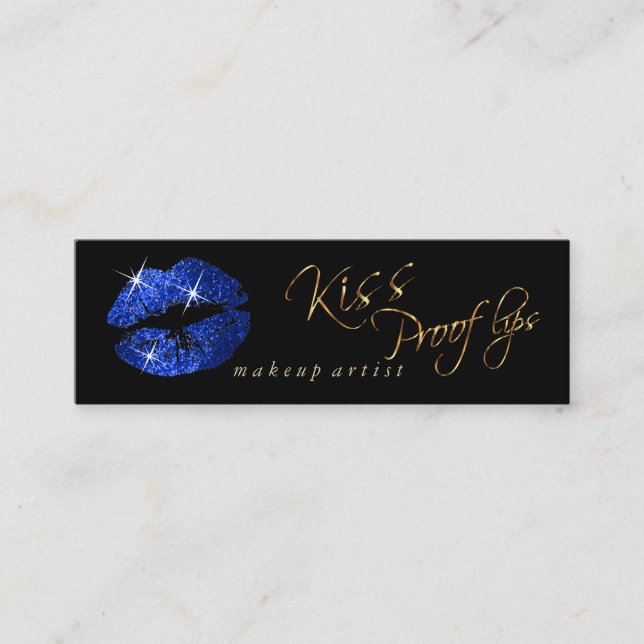 Carte De Visite Mini Baiser Proof Lips 2 - Parties scintillant Bleue su (Devant)