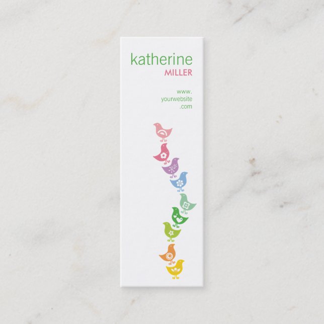 Carte De Visite Mini Balancing Colorful Retro Rainbow Chicks Whimsical (Devant)
