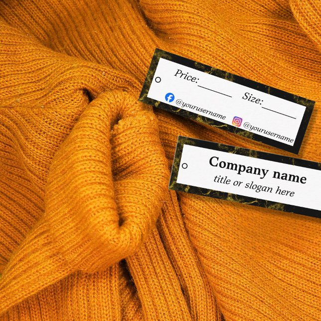 Carte De Visite Mini Balise de prix du marbre noir et or (Créateur téléchargé)