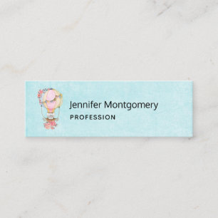 Carte De Visite Mini Ballons à air chaud mignon avec aquarelle à ours