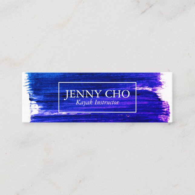 Carte De Visite Mini Bande de peinture violette peinte à la main (Devant)