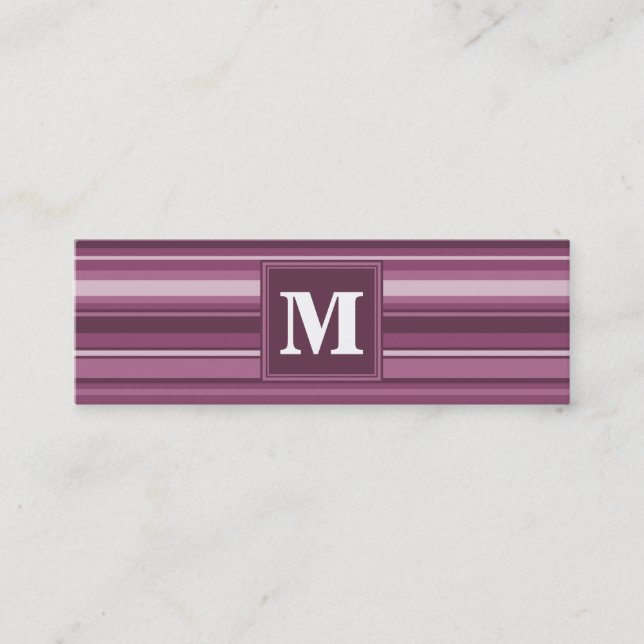 Carte De Visite Mini Bandes mauve monogrammes (Devant)
