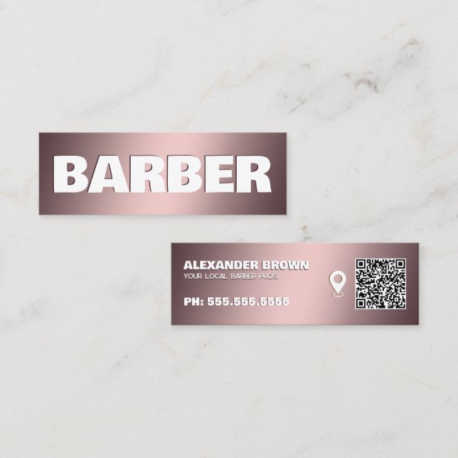 Carte De Visite Mini Barber Google Maps QR (Devant / Derrière)