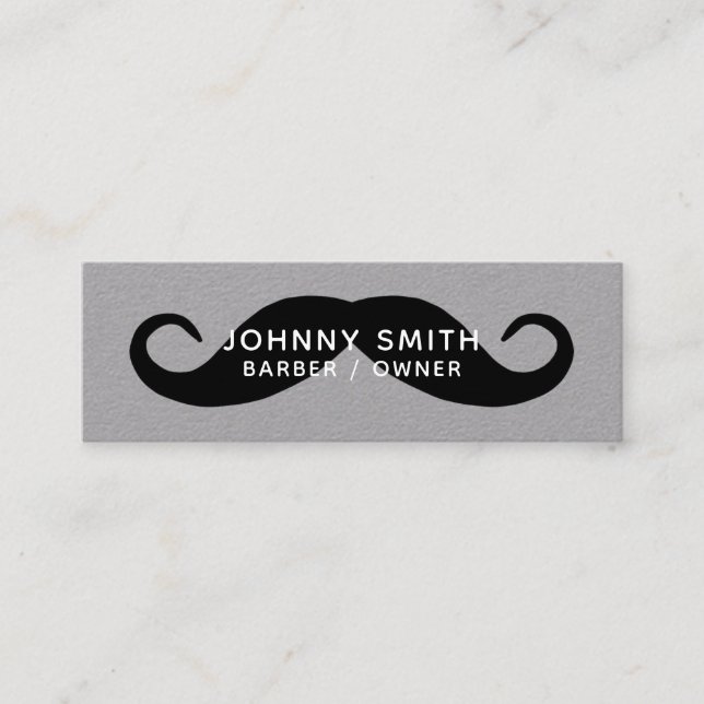 Carte De Visite Mini Barbier à la Moustache en Guidon Noir (Devant)