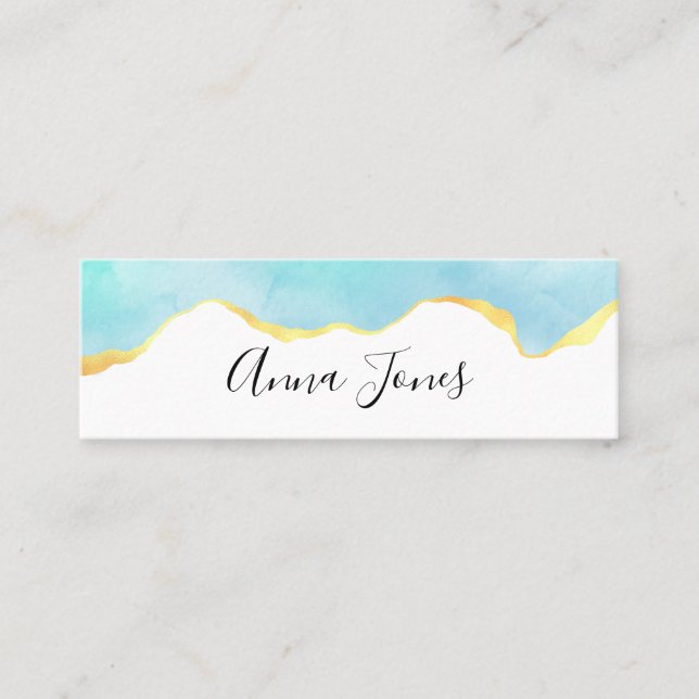 Carte De Visite Mini Beautiful Tropical Green with Gold Border (Devant)