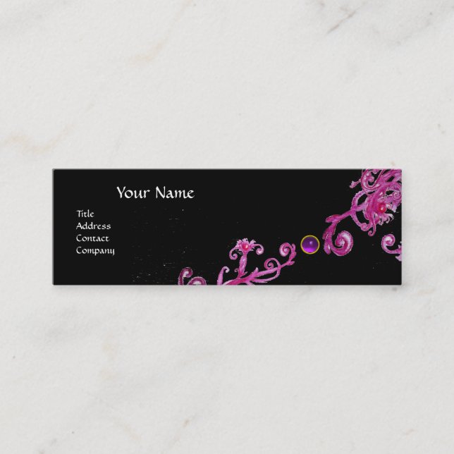 Carte De Visite Mini BERRIES MAGIQUES MONOGRAM violet rose rose rose vi (Devant)